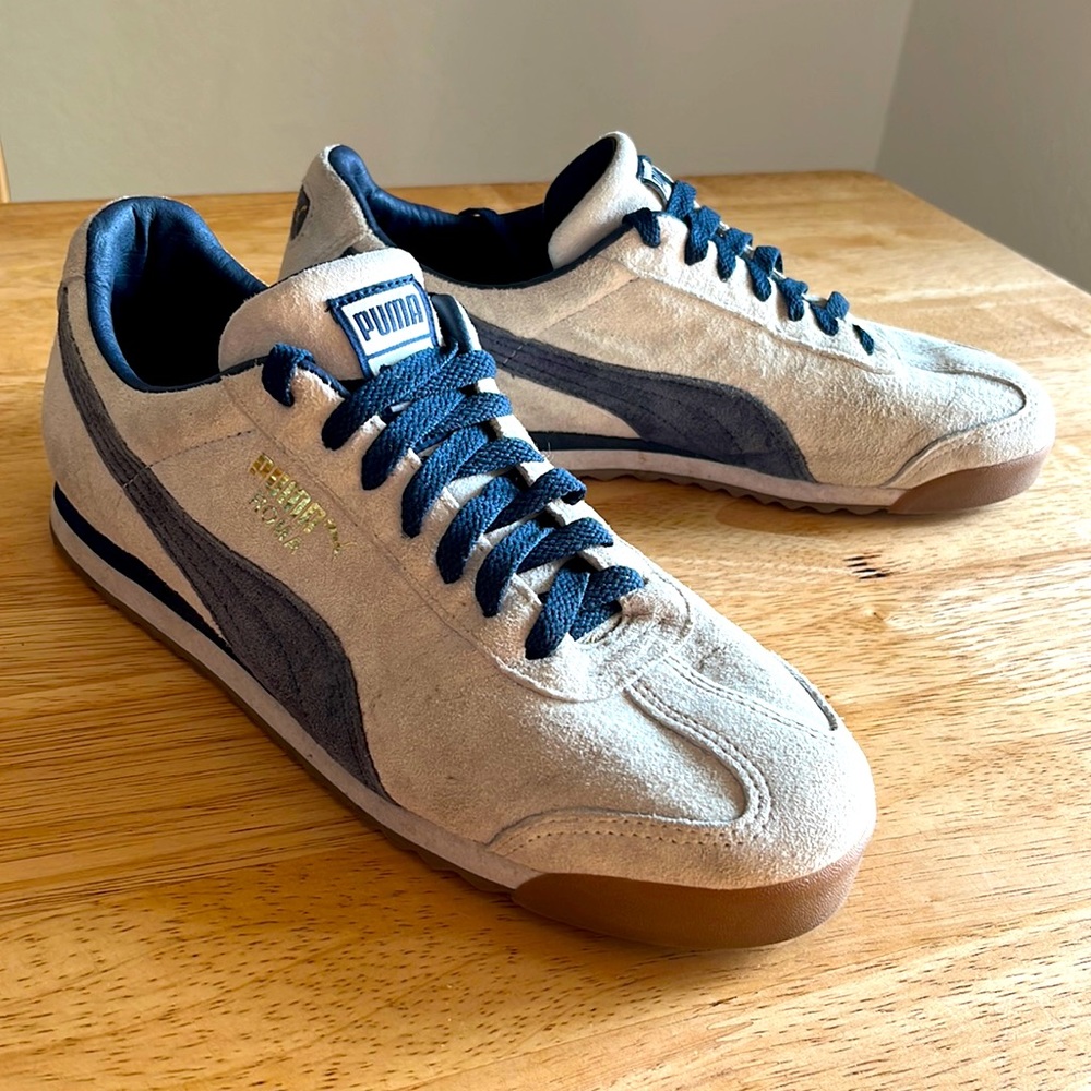 Puma Roma Suede Cream and Blue Size 9 Women's Sneakers